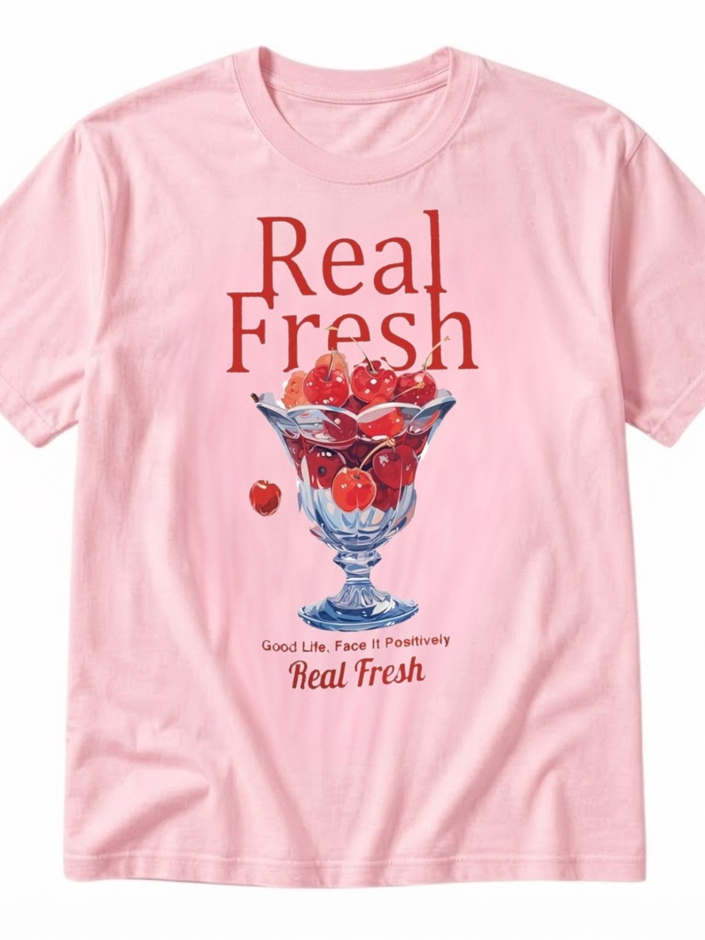 “Real Fresh “Cherry Graphic Tee | Fruit Print Shirt | Gildan Shirt
